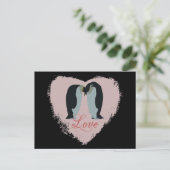 Penguin Love Heart Briefkaart (Staand voorkant)