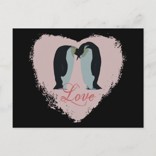 Penguin Love Heart Briefkaart (Voorkant)