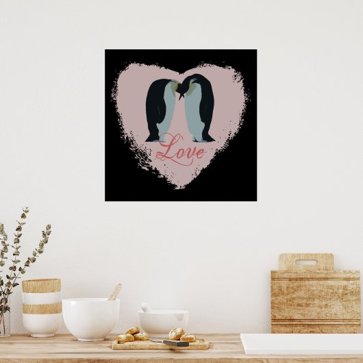 Penguin Love Heart Poster (Keuken)