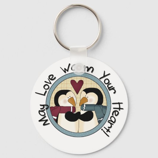 Penguin Love Holiday Tshirts and Gifts Sleutelhanger (Voorkant)