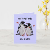 Penguin Love Jubileum Kaart (Gele Bloem)