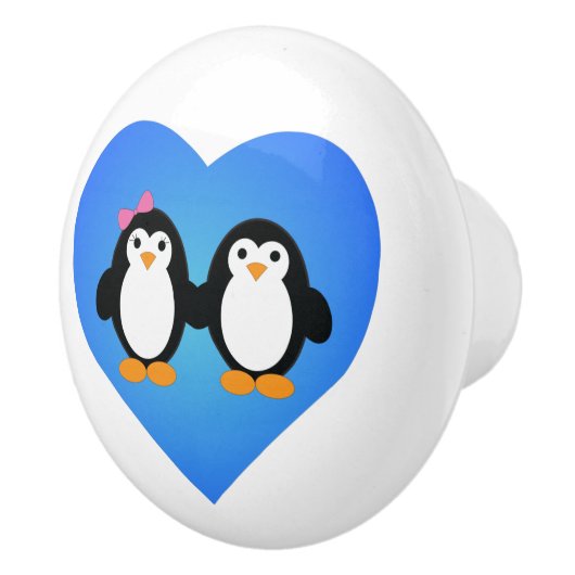 Penguin Love Keramische Knop (Rechts)