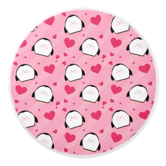 Penguin Love Keramische Knop (Voorkant)