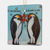 Penguin Love-kerstversiering Keramisch Ornament (Links)