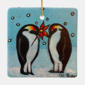 Penguin Love-kerstversiering Keramisch Ornament (Achterkant)