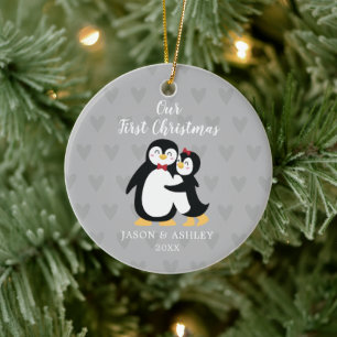 Penguin Love ons First Kerstfeest Keramisch Ornament