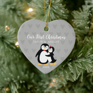 Penguin Love ons First Kerstfeest Keramisch Ornament