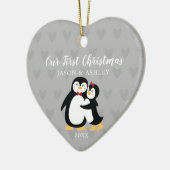 Penguin Love ons First Kerstfeest Keramisch Ornament (Links)