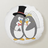 Penguin Love Personalized Keepomwille Rond Kussen (Achterkant)