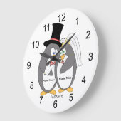 Penguin Love Personalized Wedding Clock Grote Klok (Hoek)
