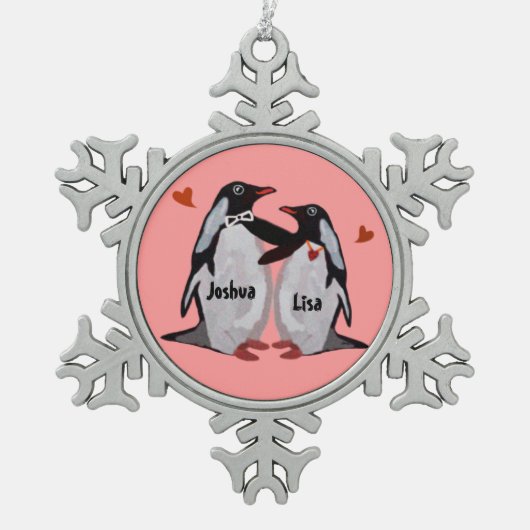 Penguin Love Snowflake Ornament (Voorkant)