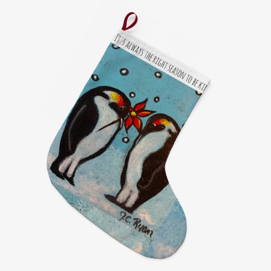Penguin Love Stocking Grote Kerstsok (Voorkant (Hangend))