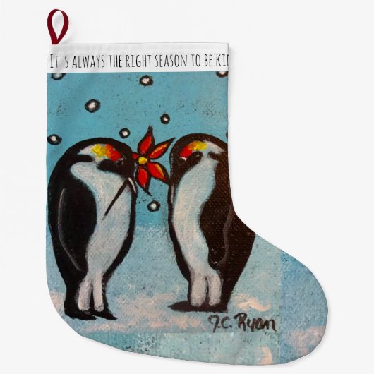 Penguin Love Stocking Grote Kerstsok (Voorkant)