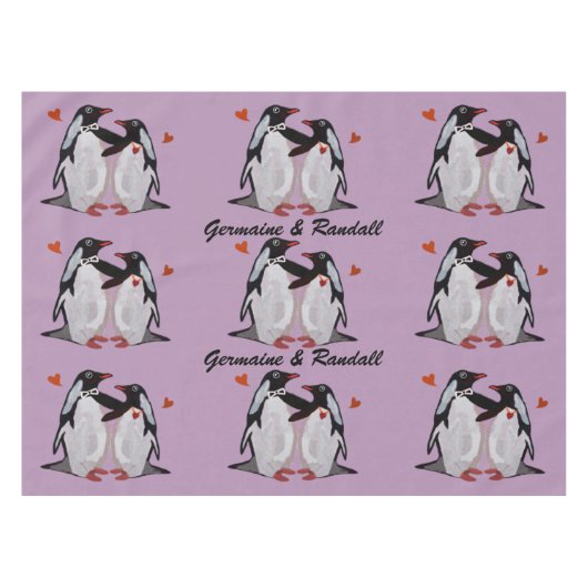 Penguin Love Table Cloth Tafelkleed (Voorkant (Horizontaal))