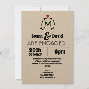 Penguin Love Verloving Invitation Kaart