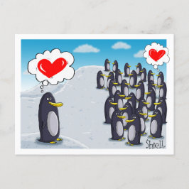 Penguin Love voor Valentijnse valentijnen Briefkaart