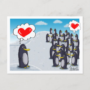 Penguin Love voor Valentijnse valentijnen Briefkaart