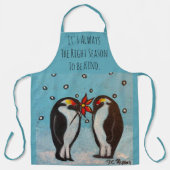 Penguin Love Whimsical Art Apron Schort (Voorkant)