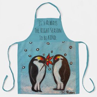 Penguin Love Whimsical Art Apron Schort