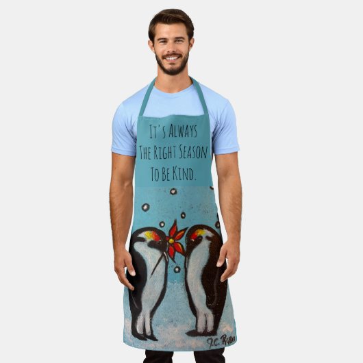 Penguin Love Whimsical Art Apron Schort (Gedragen)