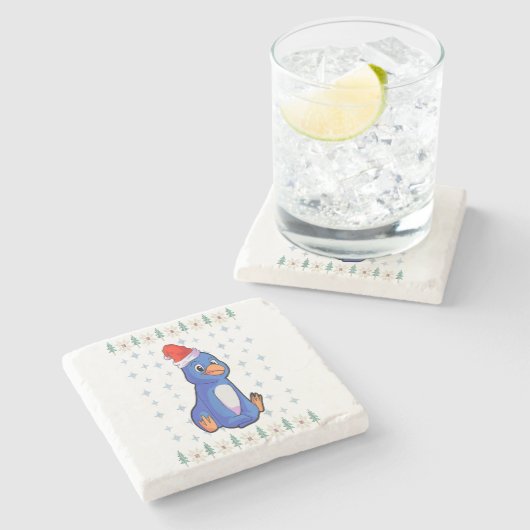 Penguin Lover Stone Coaster| Liefdessteen Coaster Stenen Onderzetter (Zijkant)