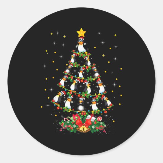 Penguin Lover Xmas Gift Matching Penguin Christmas Ronde Sticker (Voorkant)