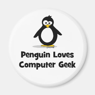 Penguin Loves Computer Geek Magneet