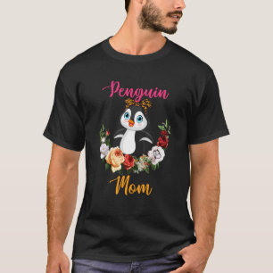 Penguin Mam Floral Penguin Bow Stropdas Lover Moed T-shirt