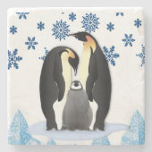 Penguin Marble Stone Onderzetter Kerstmis (Voorkant)