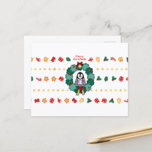 Penguin Merry-Briefkaart voor kerstmis Feestdagenkaart