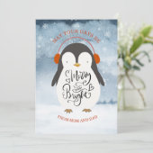 Penguin Merry en Bright Kerstdochter Son Feestdagenkaart (Staand voorkant)