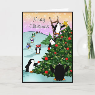 Penguin Merry Kerstmis Feestdagen Kaart