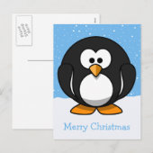 Penguin Merry Kerstmis Feestdagenkaart (Voorkant / Achterkant)