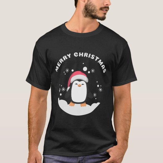 Penguin Merry Kerstmis T-shirt (Voorkant)