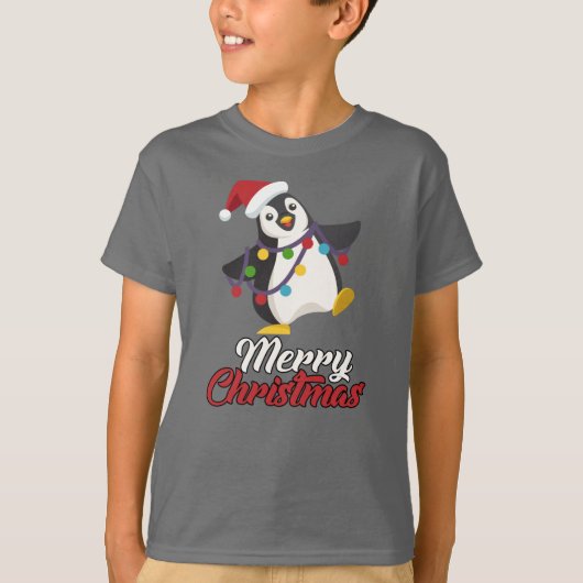 Penguin Merry Kerstmis T-shirt (Voorkant)