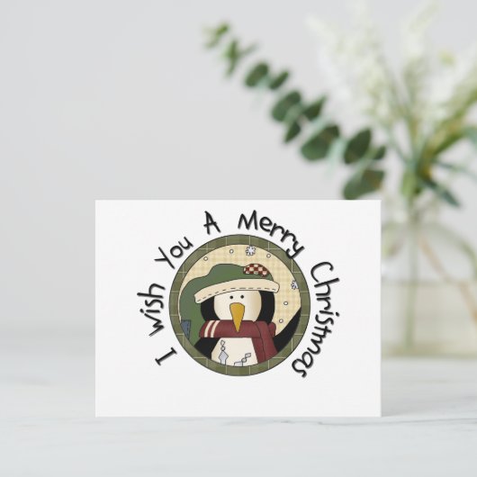 Penguin Merry-T-shirts voor kerst en cadeautjes Feestdagenkaart (Staand voorkant)