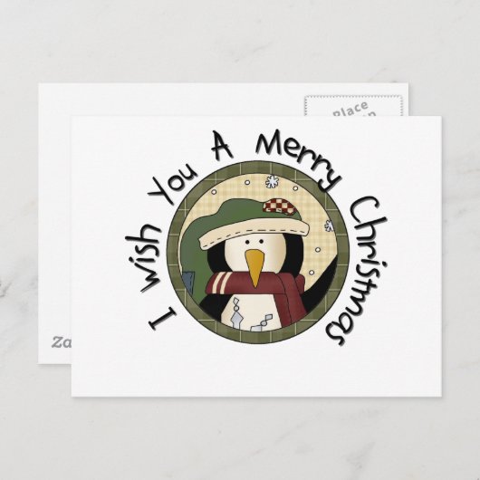 Penguin Merry-T-shirts voor kerst en cadeautjes Feestdagenkaart (Voorkant / Achterkant)