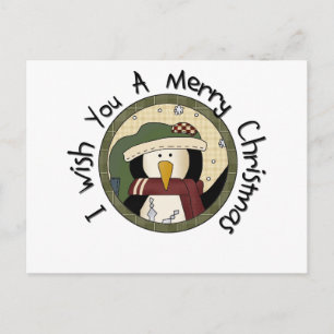 Penguin Merry-T-shirts voor kerst en cadeautjes Feestdagenkaart