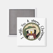 Penguin Merry-T-shirts voor kerst en cadeautjes Magneet (Voorkant / Achterkant)