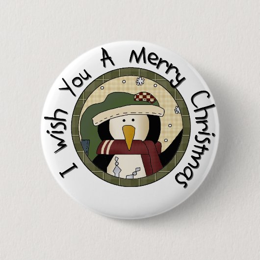 Penguin Merry-T-shirts voor kerst en cadeautjes Ronde Button 5,7 Cm (Voorkant)
