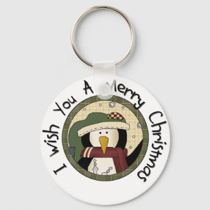 Penguin Merry-T-shirts voor kerst en cadeautjes Sleutelhanger
