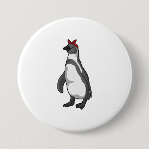 Penguin met Bandana Ronde Button 7,6 Cm