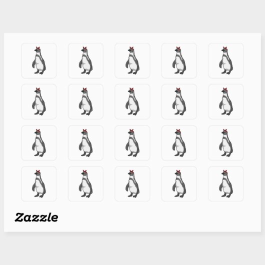Penguin met Bandana Vierkante Sticker (Vel)