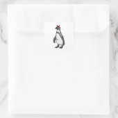 Penguin met Bandana Vierkante Sticker (Tas)