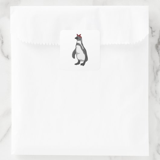 Penguin met Bandana Vierkante Sticker (Tas)