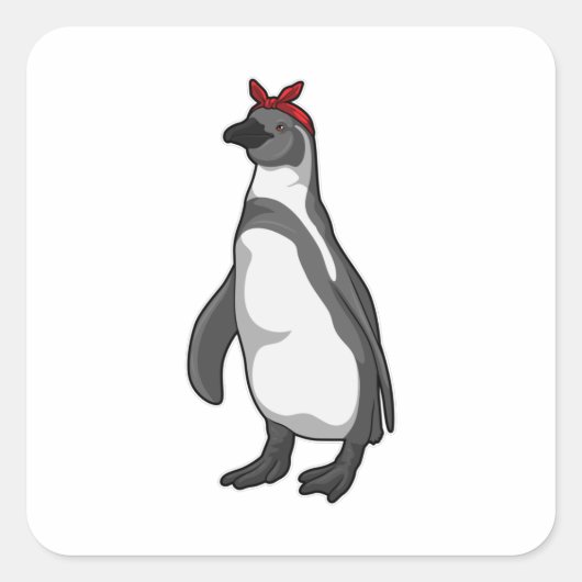 Penguin met Bandana Vierkante Sticker (Voorkant)