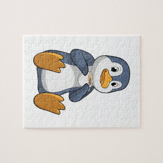 Penguin met Coffee Cup Legpuzzel (Horizontaal)