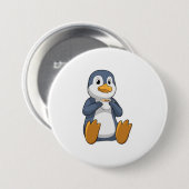 Penguin met Coffee Cup Ronde Button 7,6 Cm (Voorkant /achterkant)