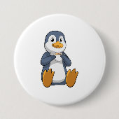 Penguin met Coffee Cup Ronde Button 7,6 Cm (Voorkant)