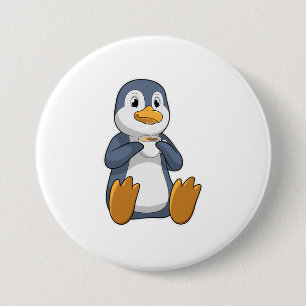 Penguin met Coffee Cup Ronde Button 7,6 Cm